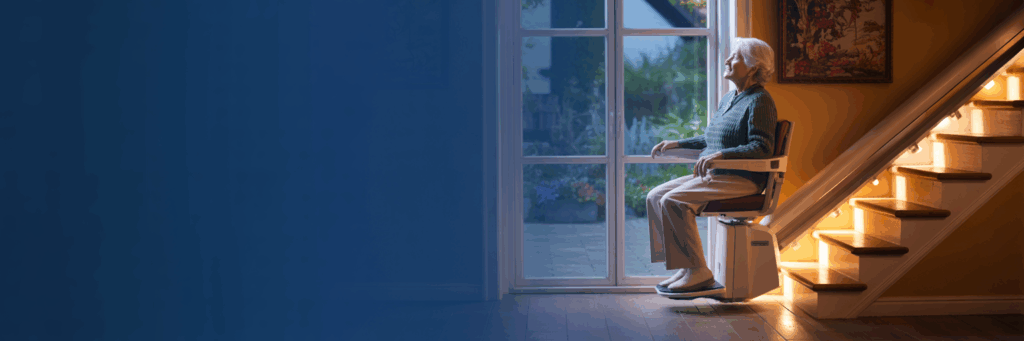 image of a woman on a uk stairlift