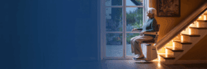 image of a woman on a uk stairlift