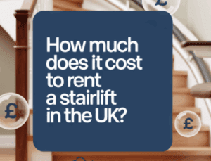 image of sign saying how much does it cost to rent a stairlift in the uk